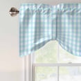 thumbnail image 4 of Aqua Blue Green Tie Up Valance Curtains for Windows, Kitchen Curtains Window Treatments, Checkered Plaid Gingham Lattice Trellis Short Window Shades Valances for Bedroom Bathroom Cafe 54"x18", 4 of 8
