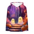 thumbnail image 4 of Frostluinai Spooky Season Womens Hoodie Halloween Ghosts Print Flannel Hooded Sweatshirts Warm Fuzzy Fluffy Fall Winter Pullover with Pockets S-XXL, 4 of 6