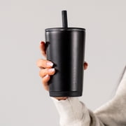 HydroJug Everyday Tumbler – Ceramic-Lined Insulated Tumbler with Straw and Soft-Touch Lid, Cup Holder Friendly – 14 oz, Black