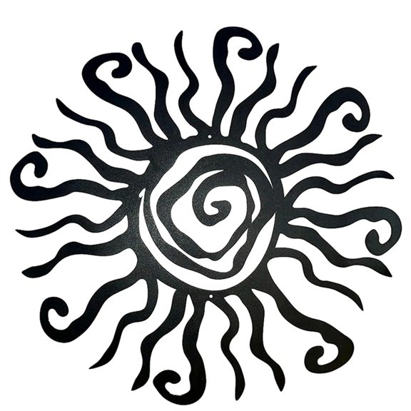 12in/18in Riverside Designs Wacky Sun Metal Wall Art Steel Outdoor Decor Black Home DecorBedroom/Living Room/Home Decoration