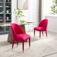 thumbnail image 3 of Velvet Leisure Single Chair with Solid Wood Foot, Upholstered Lounge Vanity Chair with Curved Backrest for Living Room Make-up Studying, Red, 3 of 7