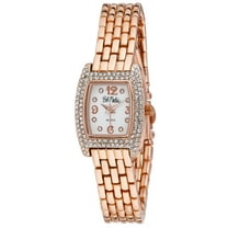 Bob Mackie Women's Rose Gold Rhinestone Panther Link Watch