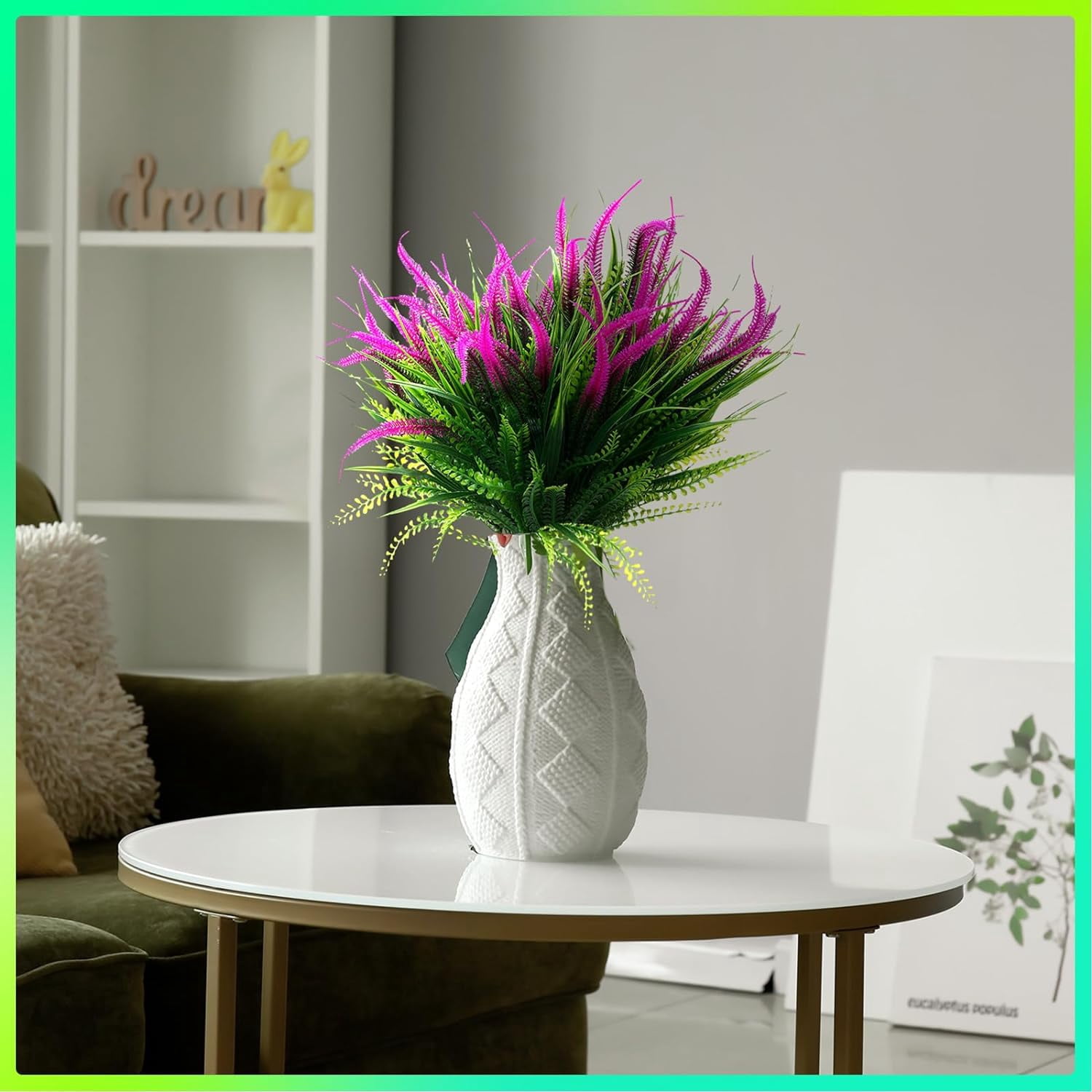 12 Bundles Artificial Plant Flowers for Outdoors - UV Resistant Fake Plastic Greenery Shrubs Faux Plants - Indoor Outside Garden Window Box Planters Porch Home Indoor Decoration