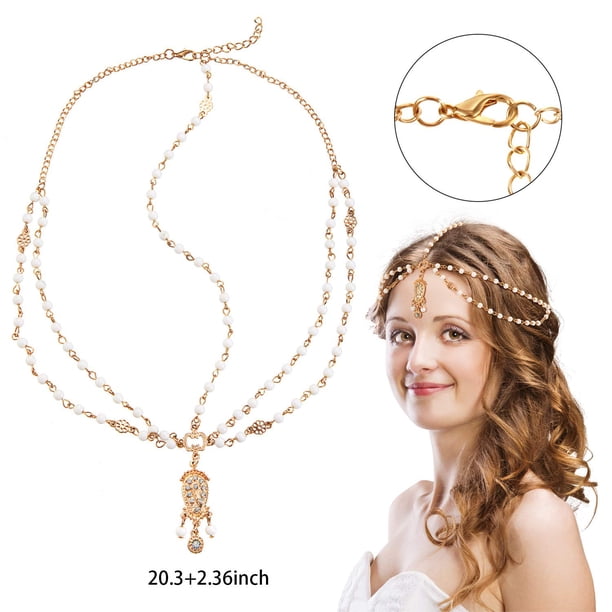 8 Pieces Gold Head Chain Jewelry Boho Headband Head Chain  display picture 1