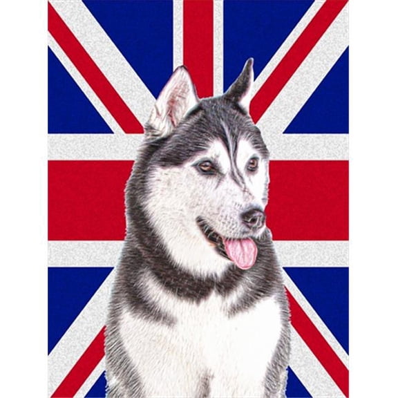 Alaskan Malamute with English Union Jack British Flag Flag Canvas House Size