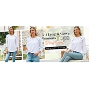 WIHOLL 3/4 Length Sleeve Crew Neck Button Fashion Clothing Dressy Casual Business Work Tops Summer Fall Outfits