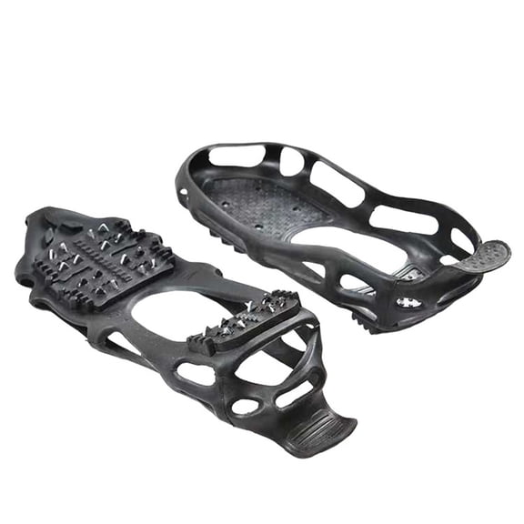 Ice Cleats, Crampons Snow Traction Ice Cleats for Shoes and Boots Women Men, Non Slip Grippers Spikes for Shoes with Straps, Slip-on Rubber Overshoe Stretch Footwear for Winter Walking