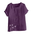 thumbnail image 4 of successthop Womens Work Shirts Short Sleeve Casual Plus Size Crewneck T Shirt Button Lightweight Tops Floral Clothes 2XL, 4 of 4