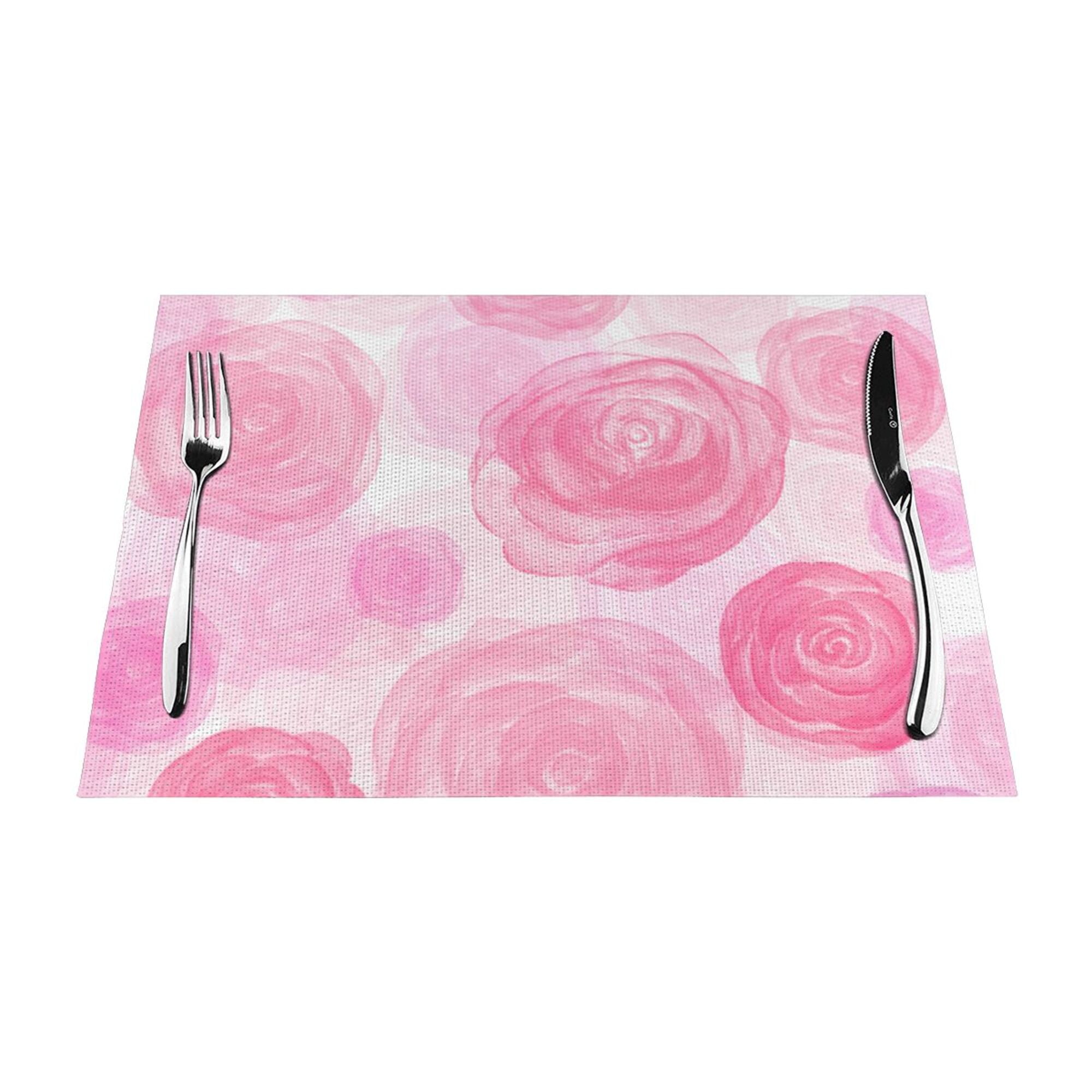 YFYANG Washable HeatResistant Placemats, 70 PVC/30 Polyester, Pink