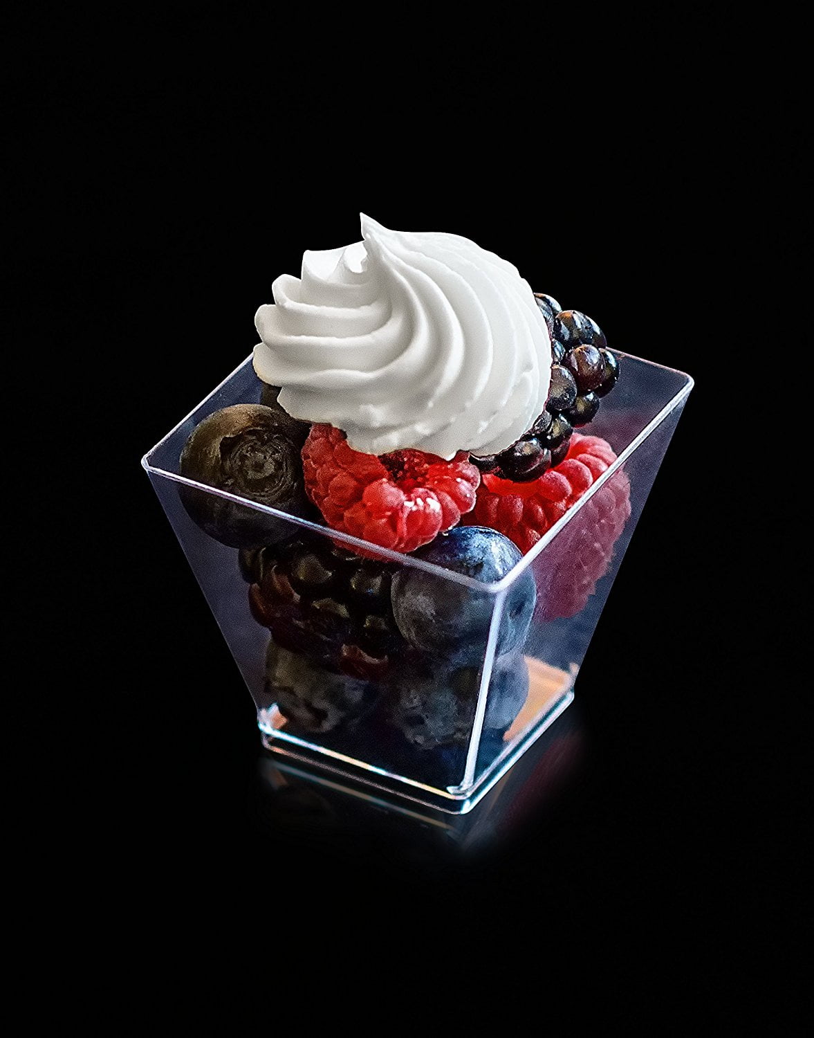 100 Mini Plastic Dessert Cups with Spoons - 3.3 oz Hexagon Cups - ilyapa