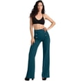 thumbnail image 4 of J. METHOD Women’s High Waisted Sailor Bell Bottom Elastic Waist Long Pants Made in USA NEWP44 Green 2X, 4 of 5