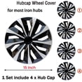 thumbnail image 3 of Premium 15" Wheel Covers & Hub Caps ABS Black and Silver, 4 Pack, 3 of 10