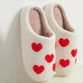 thumbnail image 5 of Willtoo Cute Heart Slippers for Women Soft Plush Comfy Warm Slip-On Rose Heart Love Couple Slippers fo Women Indoor Fluffy House Slippers for Women and Men Non-slip Fuzzy Flat Slides Orange 9.5-10, 5 of 5