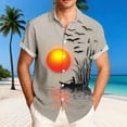 thumbnail image 2 of DJDLJWCJ Mens Short Sleeve Shirts With Pocket, Hawaiian Shirt for Men polo Shirt Stripe Printed Casual Tees Summer Beach Shirts Khaki 2XL, 2 of 6