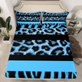 thumbnail image 2 of Feelyou Blue Leopard Print Queen Sheet Sets, Fashion Zebra Wildlife Bed Set, 4-Piece, 2 of 7