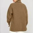 thumbnail image 5 of ShomPort Women Fleece Sweatshirt Fuzzy Long Sleeve Button Collar Pullover Coat with Pocket (Brown ), 5 of 9