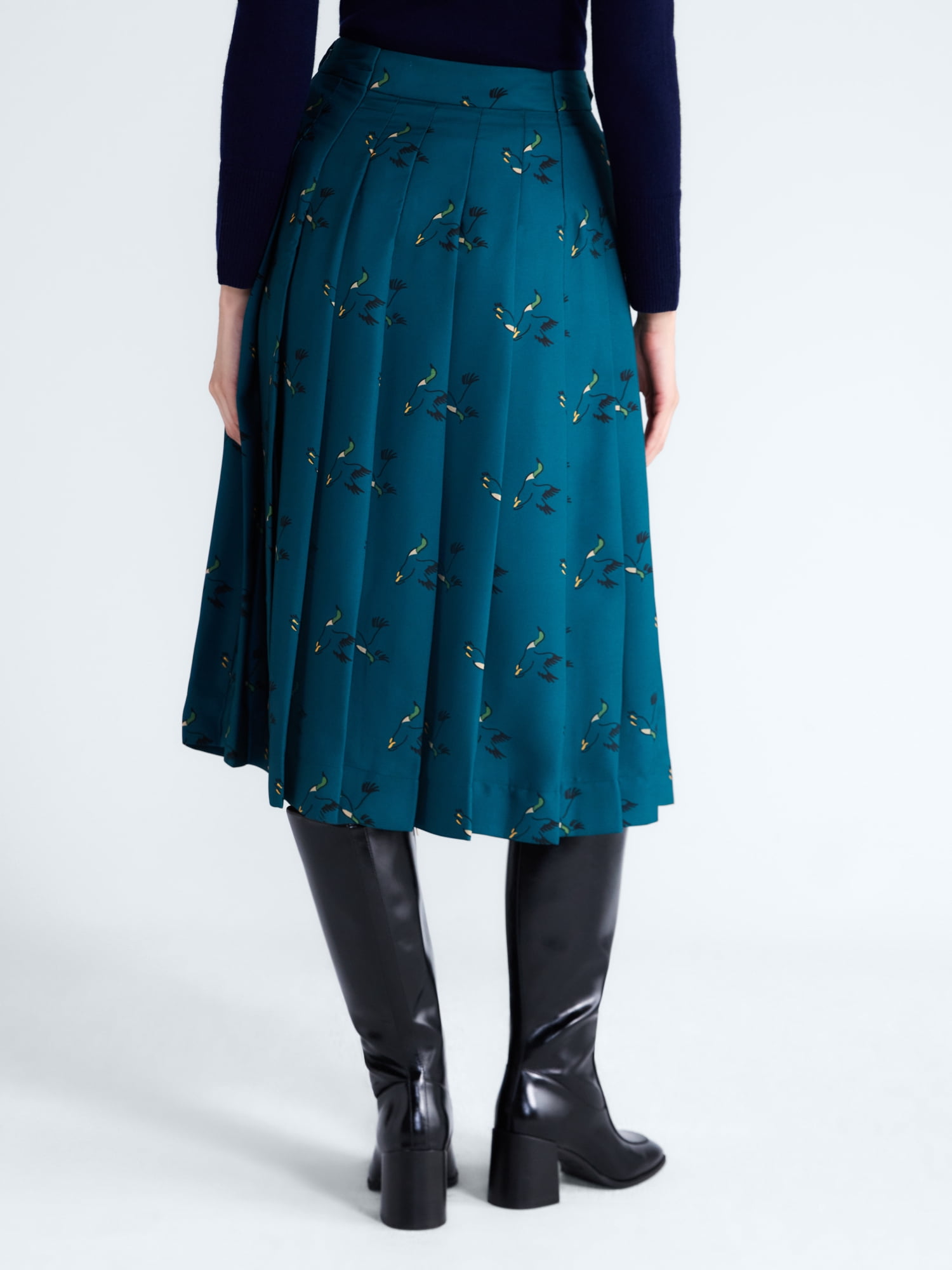 Free Assembly Women’s and Women’s Plus Pleated Tab Waist Midi Skirt, Sizes 0-28W