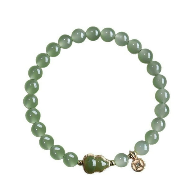 Pulsera de jade nefrita para mujer con cuentas de color verde hielo de 6 mm