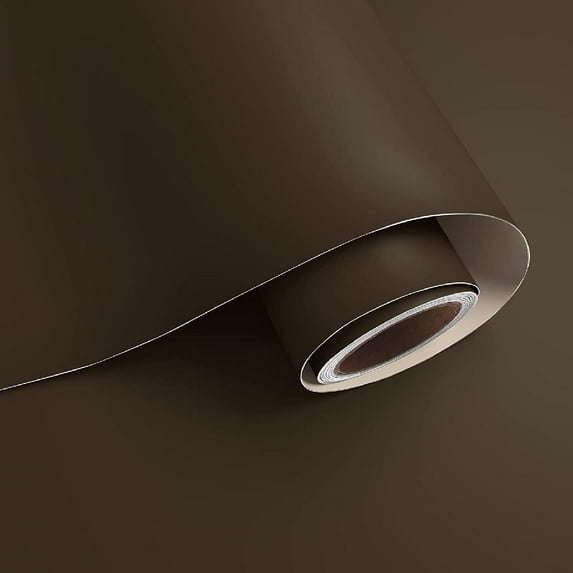 Large Size 32"x354" Solid Brown Wallpaper Peel and Stick Modern Brown Contact Paper for Cabinets Counter Top Stick Paper Waterproof Removable Stick on Wallpaper for Bedroom Bathroom Walls