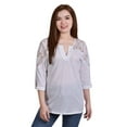 thumbnail image 1 of 3/4 Sleeve Knit Gauze Top With Lace, 1 of 3