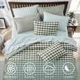 thumbnail image 4 of Regency Heights Full Size Bed in a Bag, 9 Pieces Green Plaid Comforter Set with Sheets and Side Pockets, Reversible Bedding Sets for All Seasons, 4 of 11