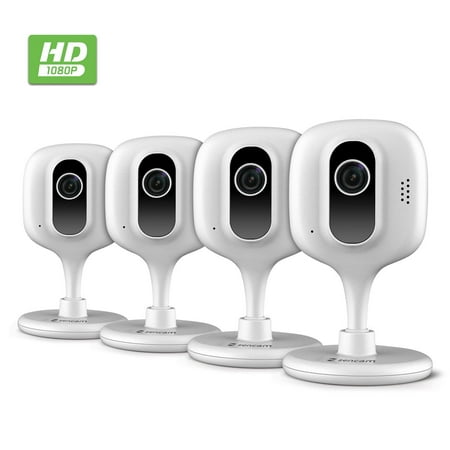 Zencam 4pc 1080P Home Security Camera System Wireless, Indoor WiFi IP Security Surveillance System with Night Vision, Two-Way Talk, Baby Monitor, Nanny, Pet Cam with MicroSD & Cloud White