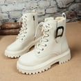 thumbnail image 5 of White Women Casual Boots Featuring Front Lace-Up Side Zipper Round Toe Thick Platform Low Heel For Outdoor Wear, 5 of 9