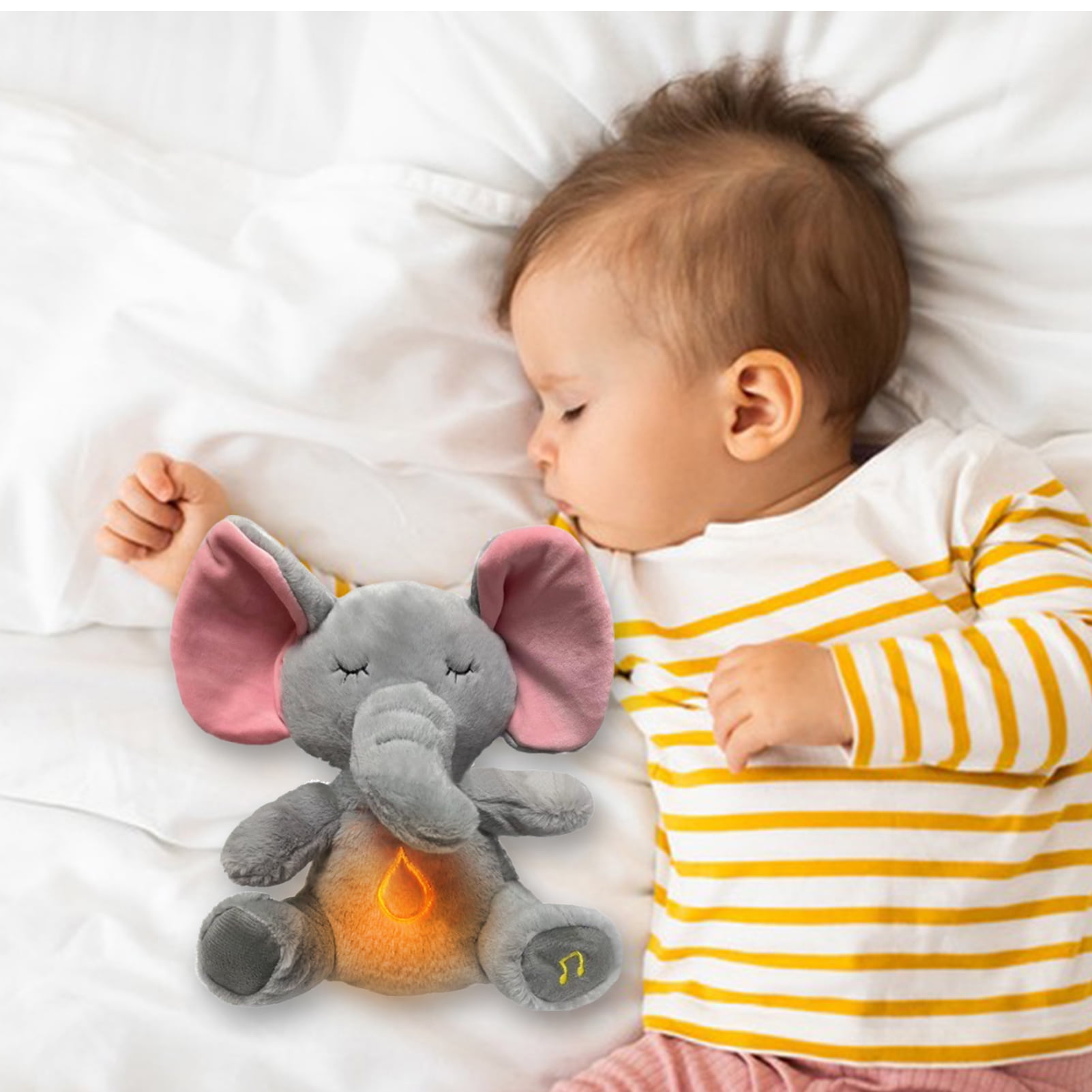 Chicmine Stuffed Animal Doll with Music Adorable Appearance Battery Powered Emotional Support Bunny Elephant Animal Plush Toy for Kids