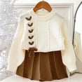 thumbnail image 6 of ITSAME Girls Outfit Set Knit Long Sleeve Pullover Top and Skirt 2-Piece Fall Winter Comfy Casual Set Coffee Size 2T, 6 of 6