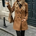 thumbnail image 4 of Fengqque Women's Hooded Double Breasted Trench Coat Notch Lapel Mid Length Winter Coat for Women Long Sleeve Casual Fall Outerwear with Side Hand Pockets Multi Colors, 4 of 7