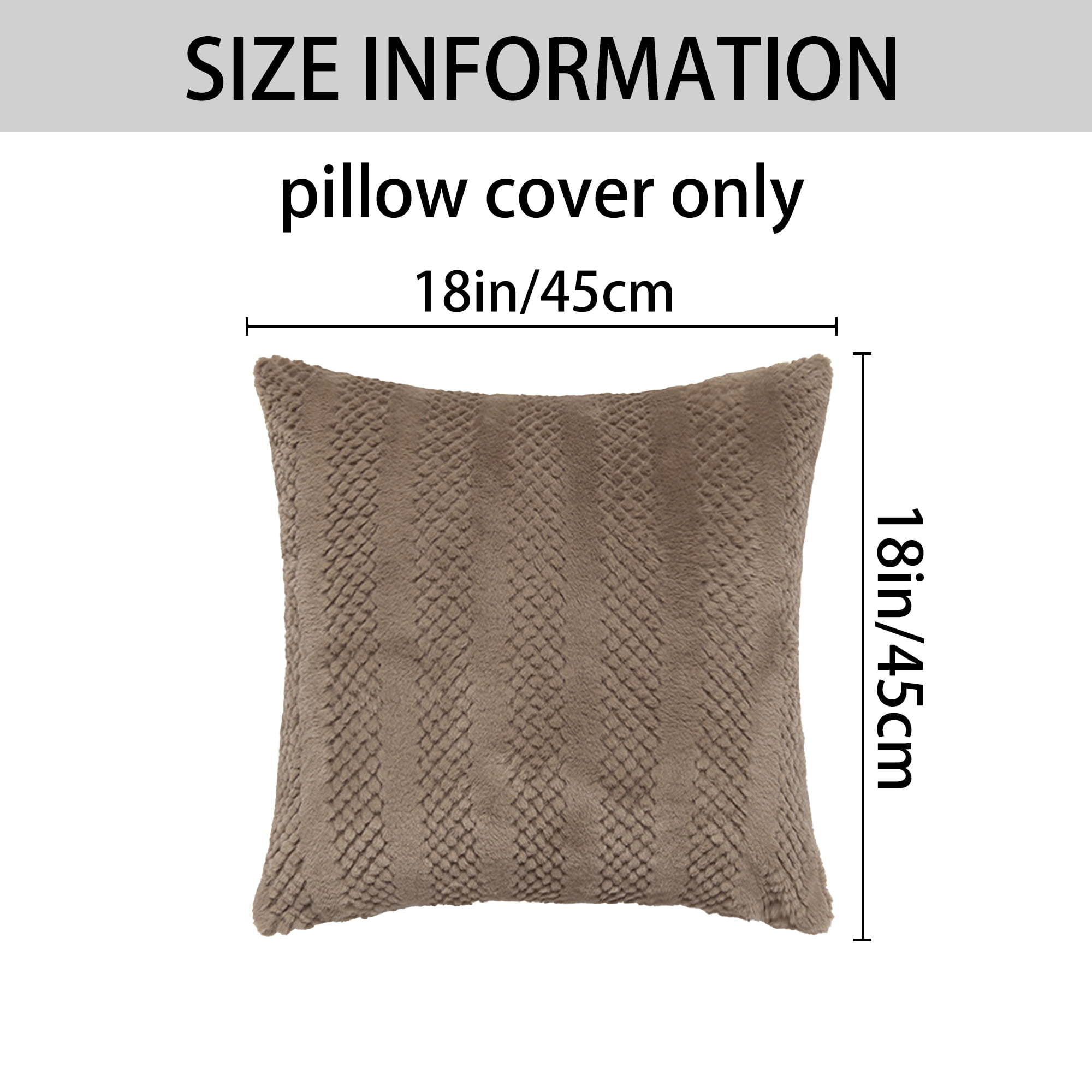 Unique Bargains Soft Plush Throw Pillow Covers Decorative Brown 18" x 18"