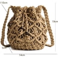 thumbnail image 5 of Xiao Hua Bolso de mano tipo cubo con cordón para mujer, bandolera de paja tejida, bolso de playa, 5 of 5