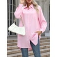 thumbnail image 3 of jinghuiyue Women's Button Down Shirt Dresses Long Sleeve Oversize Blouse Casual Long Shirts with Side Pockets L, 3 of 8