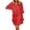 e-348Red76, variant on Hifoo Women's Sleepwear Solid Color Button Down Mid Sleeve Shirt Style Chiffon Cute And Nightgown Breathable Casual Home Lapel Loungewear