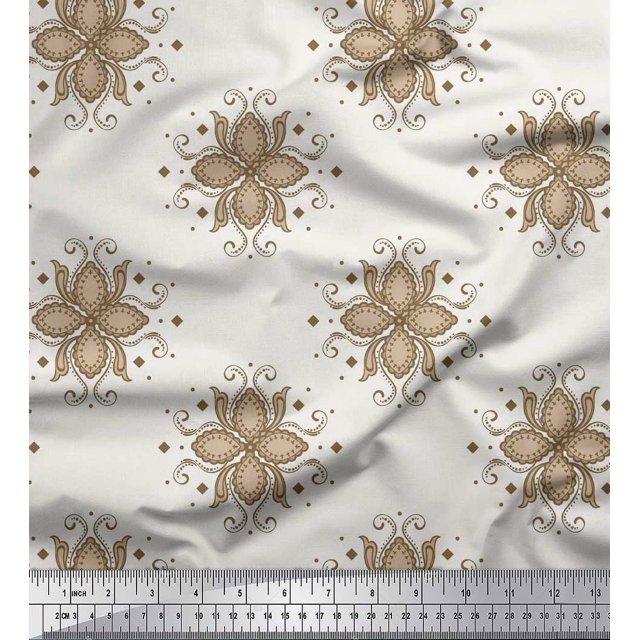 Soimoi polyester Crepe Fabric Flower Artistic Print Fabric by the Yard 42 Inch Wide