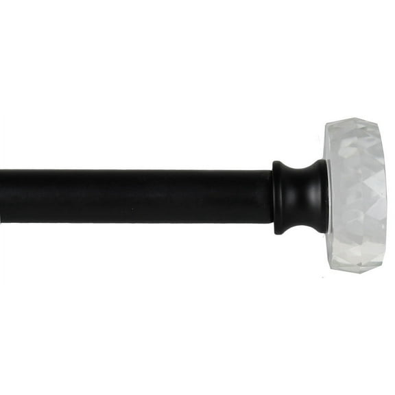 Urbanest 3/4" Diameter Cut Crystal Disc Drapery Rod, Black, 28"-48"