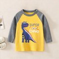 thumbnail image 2 of NOLDARES Truck Dinosaur Print Boys Cotton T-Shirt Crewneck Long Sleeve Top for Toddlers 2-10Y Fall Wear(Yellow,5-6 Years), 2 of 9