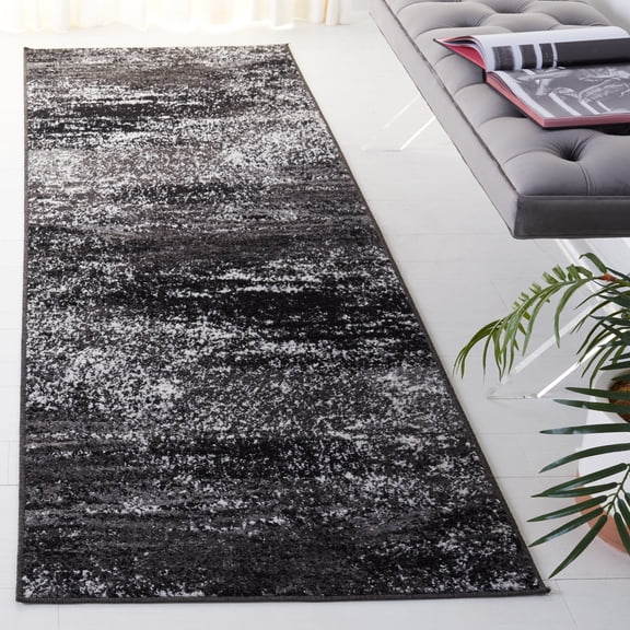 SAFAVIEH Adirondack Rudyard Abstract Runner Rug, Silver/Black, 2'6" x 18'
