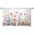 thumbnail image 7 of Sheer Curtains 54 inches Long, Colorful Poppy Watercolor Floral Light Filtering Sheer Window Curtains Rod Pocket Voile Drapes for Bedroom Living Room, 52"W x 54"L 2 Panels, 7 of 7