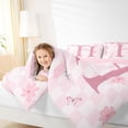 thumbnail image 4 of Erosebridal Letter H Monogrammed 7pcs Bedding Comforter Set,Modern Geometric Pattern Queen Bedding Sets For Kids Girls,Reversible pink, 4 of 7