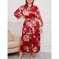 thumbnail image 1 of BeautyIn Women Floral Robe Long Sleeve Nightgown Plus Size with Belt Loungewear, 1 of 5
