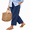 Blue, variant on DOKOTOO Linen Cotton Pants Women Casual Lightweight Drawstring Pants Elastic Waist Pants with Pockets Size M