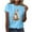 Blue, variant on UTTOASFAY Easter Tops for Women Easter Bunny Egg Printed Round Neck Short Sleeve Easter Casual T-shirt,Women's Easter Shirts Blue XXL