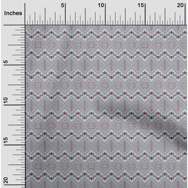 oneOone Tissu Polyester Lycra Chevron & Triangle Imprimés Géométriques au Mètre 56 Pouces de Large