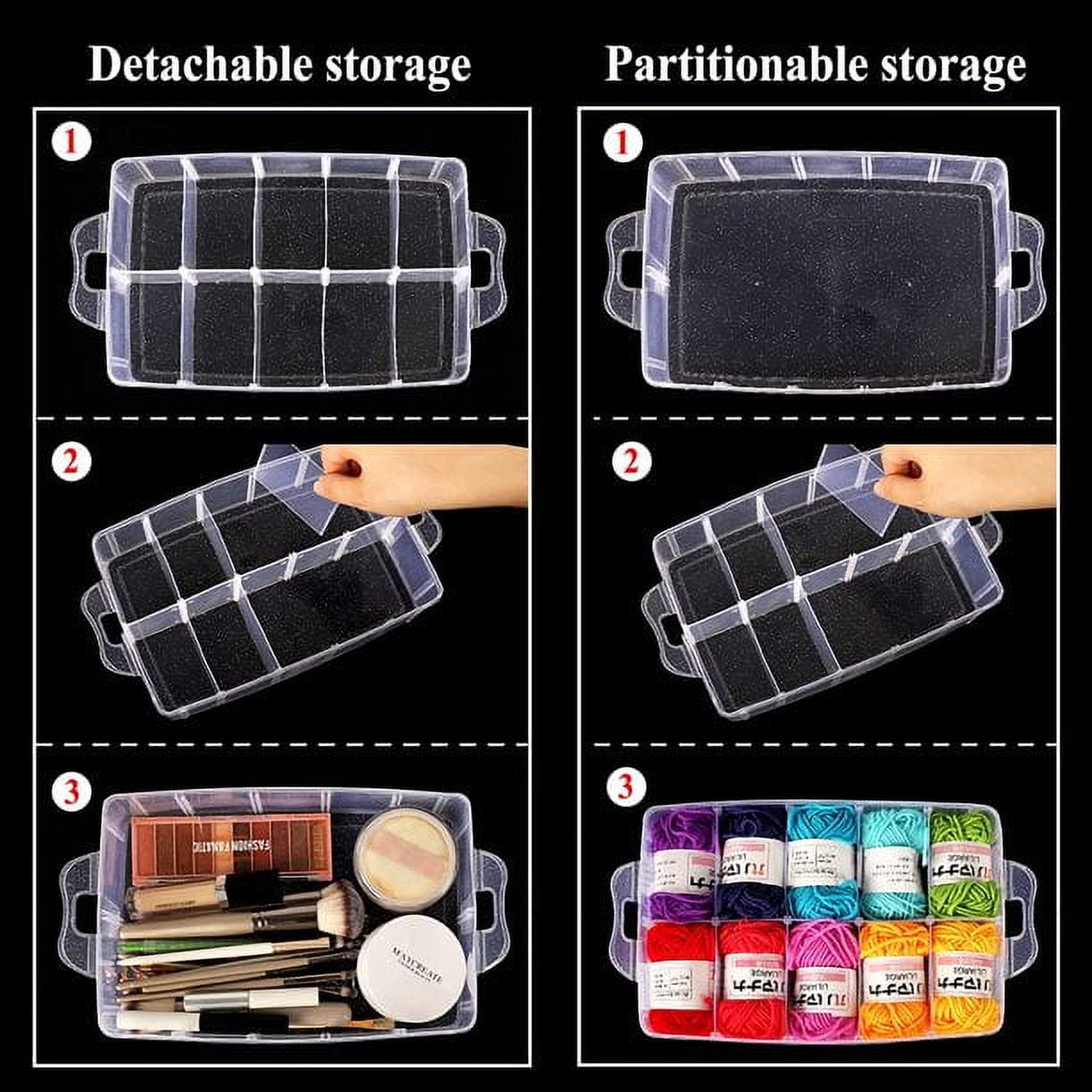 3-Tier Stackable Storage Container Box with 30 Adjustable Compartments, Plastic Organizer Box,Snap-lock Tray Container Box for Fuse Beads, Jewelry,Tool,Kids Toy,Clear