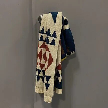 Bufanda de punto de lana para mujer, pañuelo de corazón de amor, a cuadros blancos y negros, grueso, cálido, invierno, regalos de Navidad y Año Nuevo