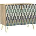 thumbnail image 3 of PixonSign Sideboard Buffet Cabinet, Kitchen Storage Cabinet with 2 Doors, Colorful Blue Geometric Patterns, Cupboard Console Table for Dining Room - 35" L x 18" W x 29" H, 3 of 5