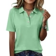 thumbnail image 3 of Womens Polo Shirts Short Sleeve Collared Button Cute Summer Tops Dressy Casual Quick Dry Office Work Blouse, XL, 3 of 6