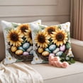 thumbnail image 2 of Outdoor Pillow Covers Spring Sunflower Easter Egg Nest on White Waterproof Pillow Cases 20x20 Set of 2, Floral Leaves Throw Pillow Cover Pillowcase for Patio Balcony Couch Garden, 2 of 9