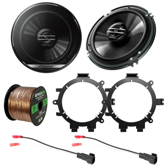 2x Pioneer TS-G 6.5" 2-Way Coaxial Car Speakers 300W Max./40W Nominal, with 2x Enrock Speaker Mounting Brackets, 2x Speaker Wire Harness